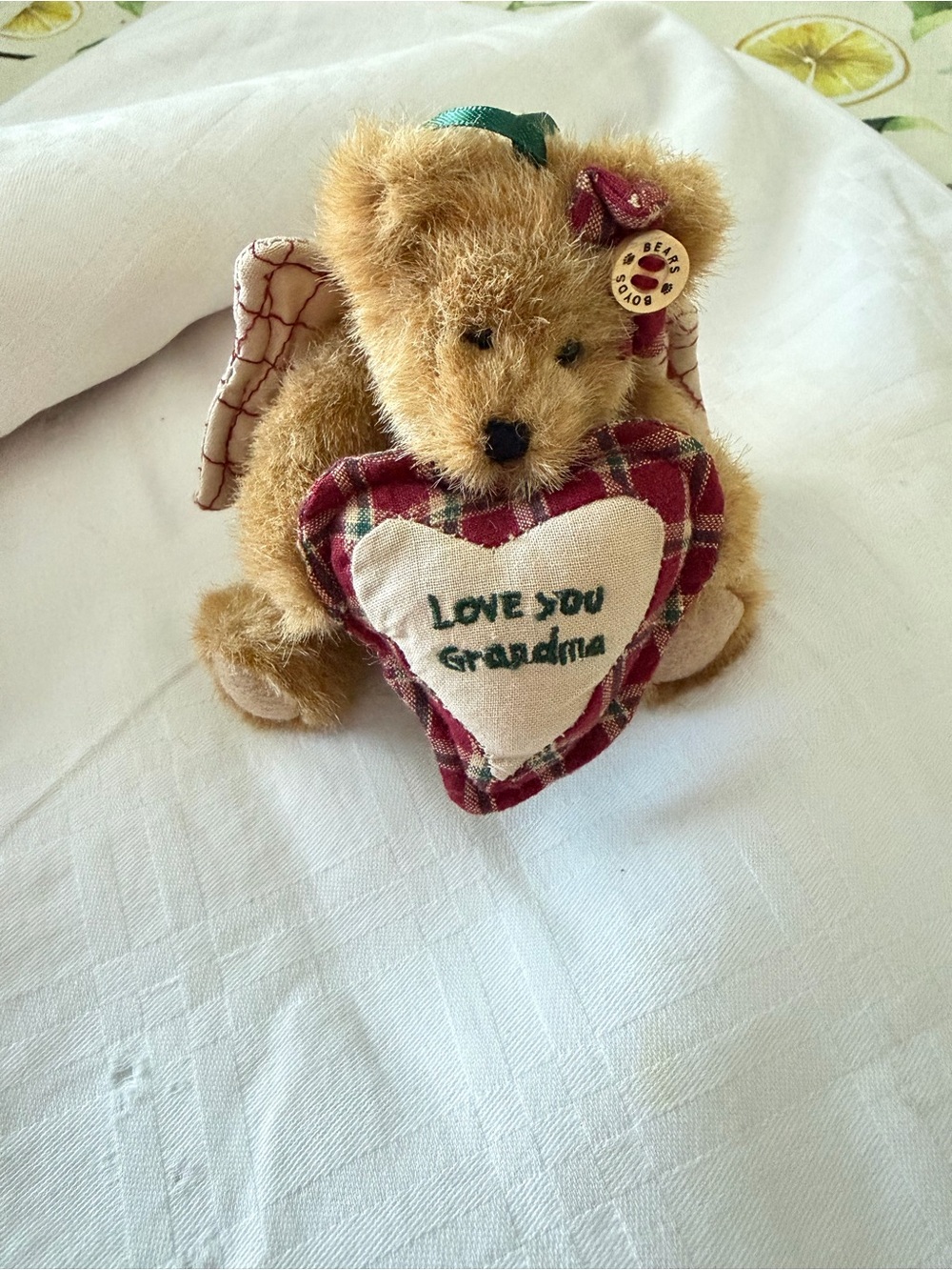 Boyds Bear Cute Plush Bear Holding 'Love You Grandma' Heart
